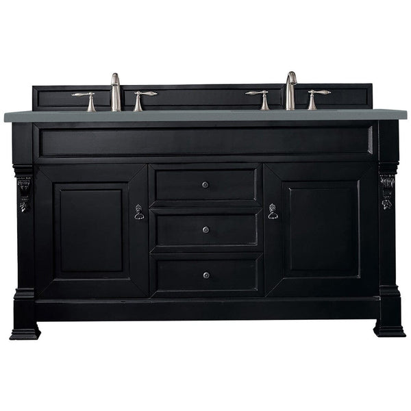 James Martin Brookfield 60" Double Vanity Vanities James Martin Antique Black w/ 3 CM Cala Blue Quartz Top 