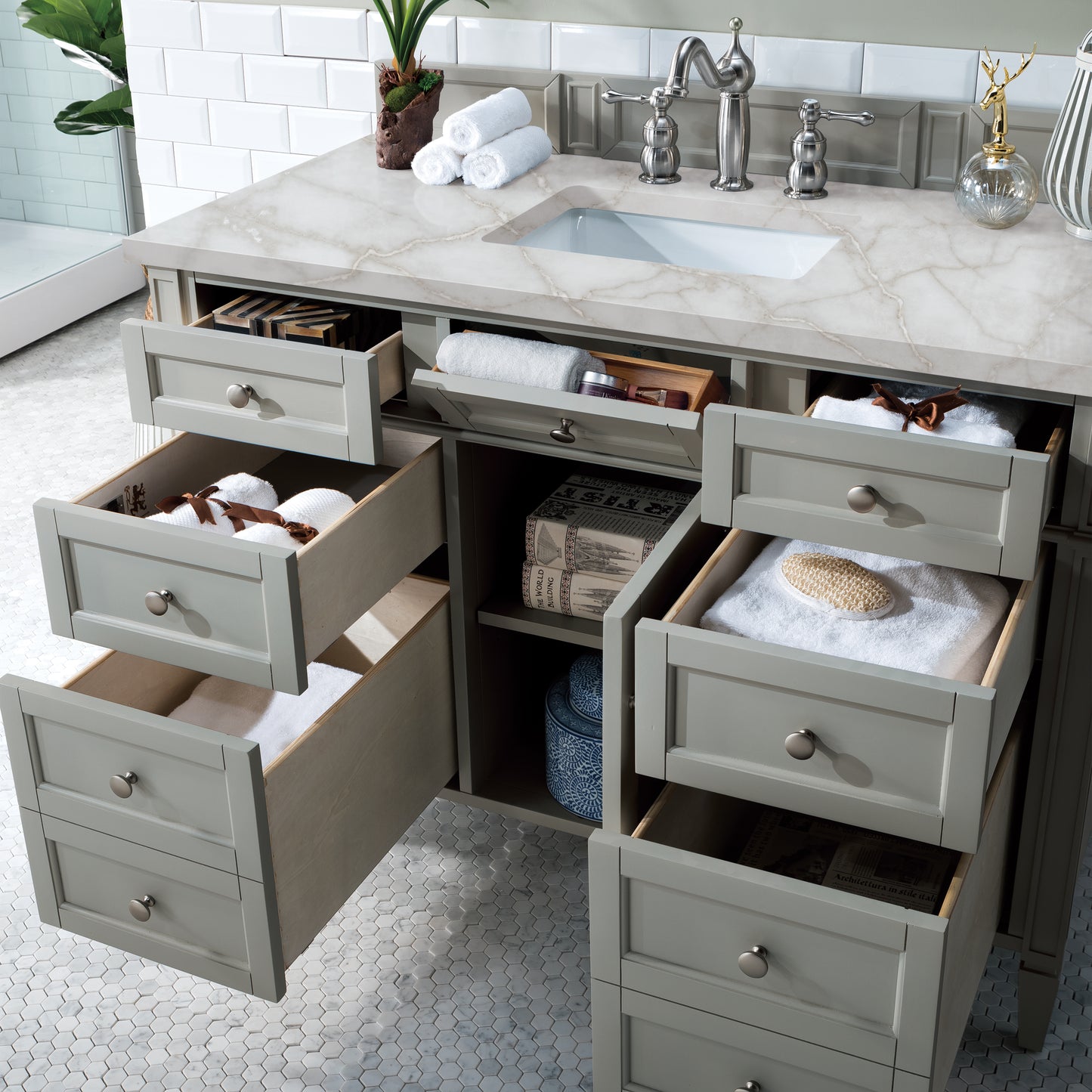 James Martin Brittany 48" Single Vanity with 3 CM Countertop & FreePower Wireless Charger
