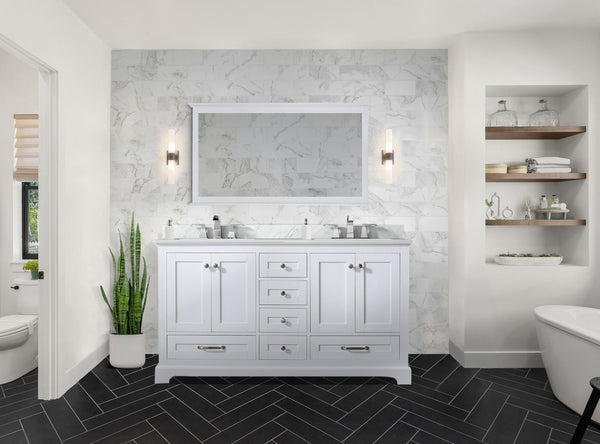 Lexora Collection Dukes 60 inch Double Bath Vanity and 58 inch Mirror - Luxe Bathroom Vanities