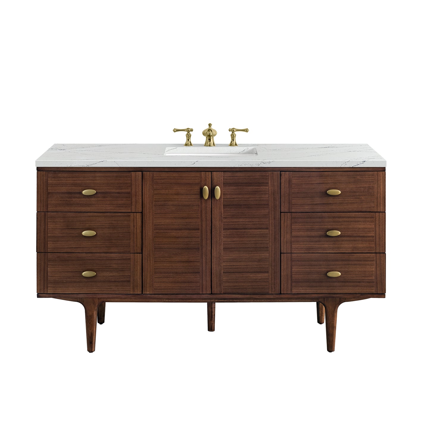 James Martin Amberly 60" Single Vanity, Mid-Century Walnut