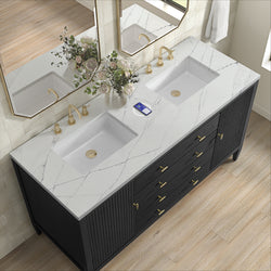 James Martin Myrrin 60" Double Vanity with 3 CM Countertop & FreePower Wireless Charger