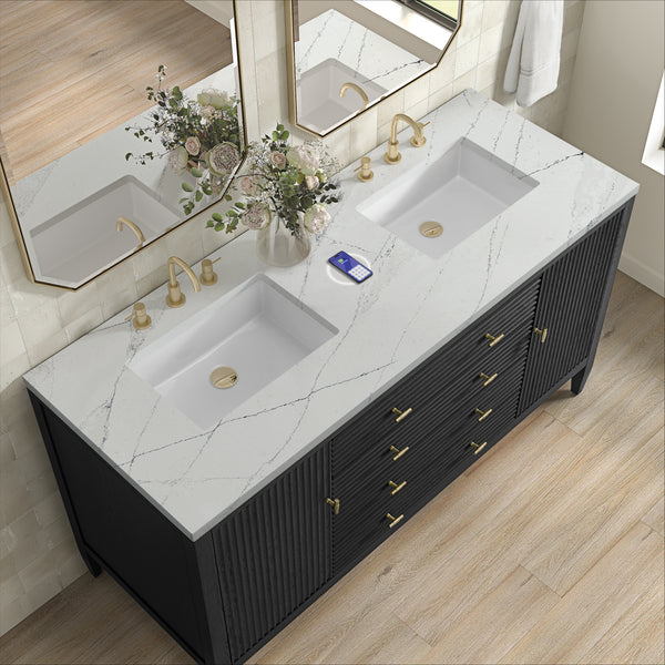 James Martin Myrrin 60" Double Vanity with 3 CM Countertop & FreePower Wireless Charger