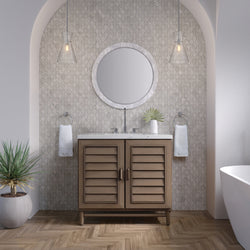 James Martin Portland 36" Single Vanity Whitewashed Walnut with 3 CM Countertop