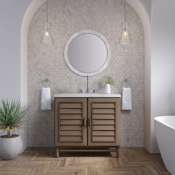 James Martin Portland 36" Single Vanity Whitewashed Walnut with 3 CM Countertop