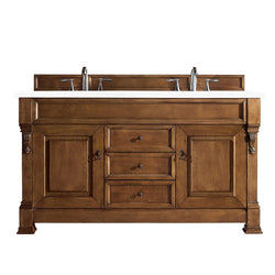 James Martin Brookfield 60" Double Vanity Vanities James Martin Country Oak w/ 3 CM Classic White Quartz Top 