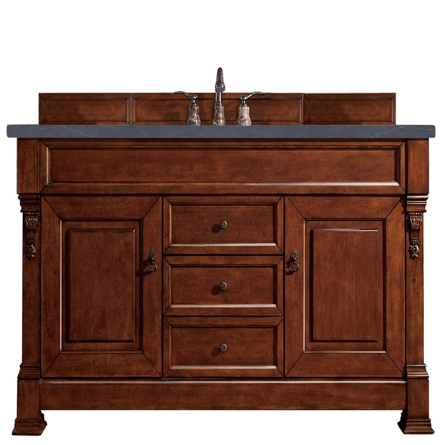 James Martin Brookfield 60" Single Vanity Vanities James Martin Warm Cherry w/ 3 CM Charcoal Soapstone Quartz Top 