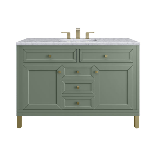 James Martin Chicago 48" Single Vanity, Smokey Celadon - Luxe Bathroom Vanities