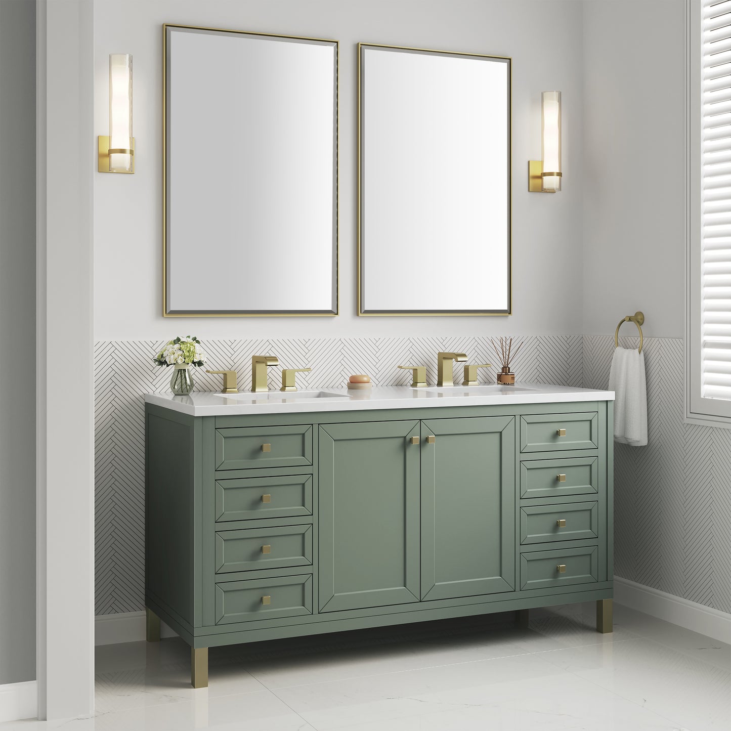 James Martin Chicago 60" Double Vanity with 3 CM Countertop