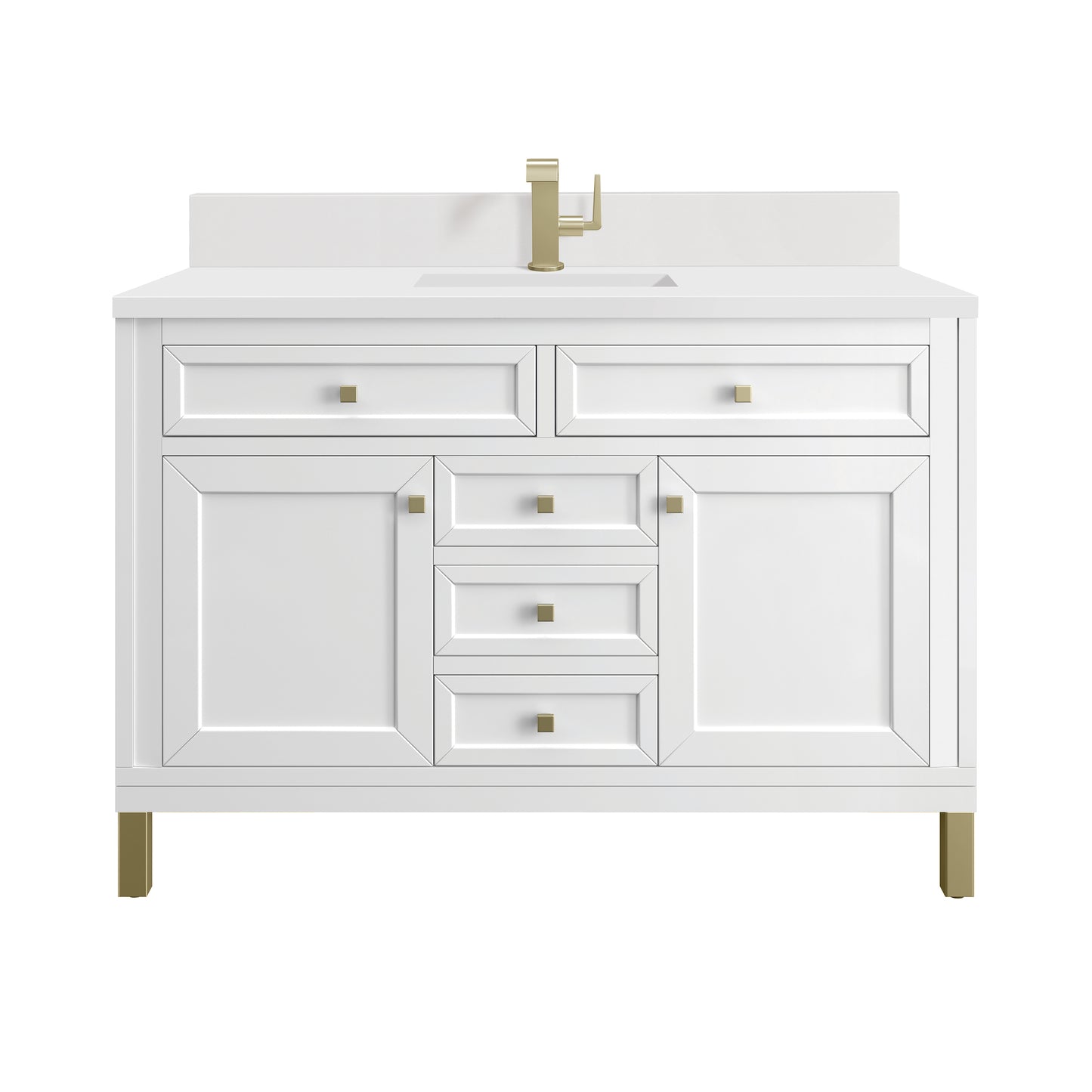 James Martin Chicago 48" Single Vanity with Single Hole 3CM White Zeus Silestone Top & Backsplash