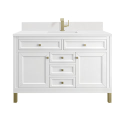 James Martin Chicago 48" Single Vanity with Single Hole 3CM White Zeus Silestone Top & Backsplash