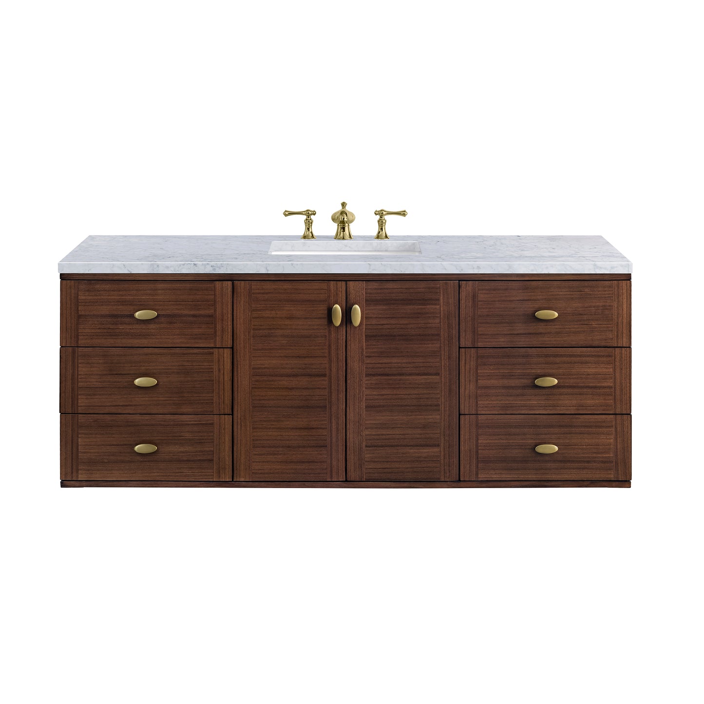 James Martin Amberly 60" Single Vanity, Mid-Century Walnut