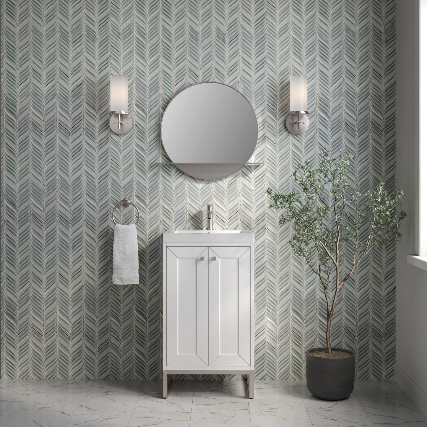 James Martin Chianti Single Vanity with White Glossy Composite Stone Top