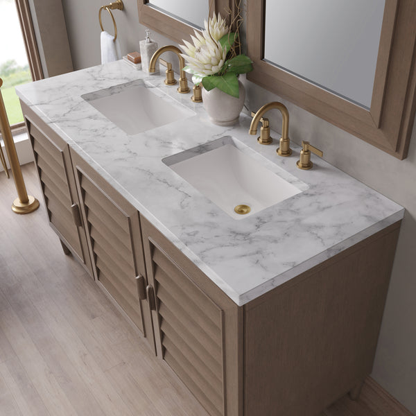 James Martin Portland 60" Double Vanity Whitewashed Walnut with 3 CM Countertop