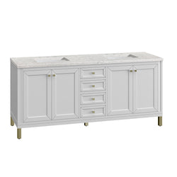 James Martin Chicago 72" Double Vanity, Glossy White - Luxe Bathroom Vanities