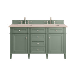 James Martin Brittany 60" Double Vanity, Smokey Celadon - Luxe Bathroom Vanities