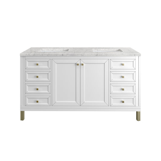 James Martin Chicago 60" Double Vanity with 3 CM Countertop & FreePower Wireless Charger