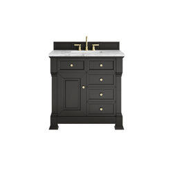 James Martin Brookfield 36" Single Vanity, Black Onyx with 3 CM Countertop - Luxe Bathroom Vanities