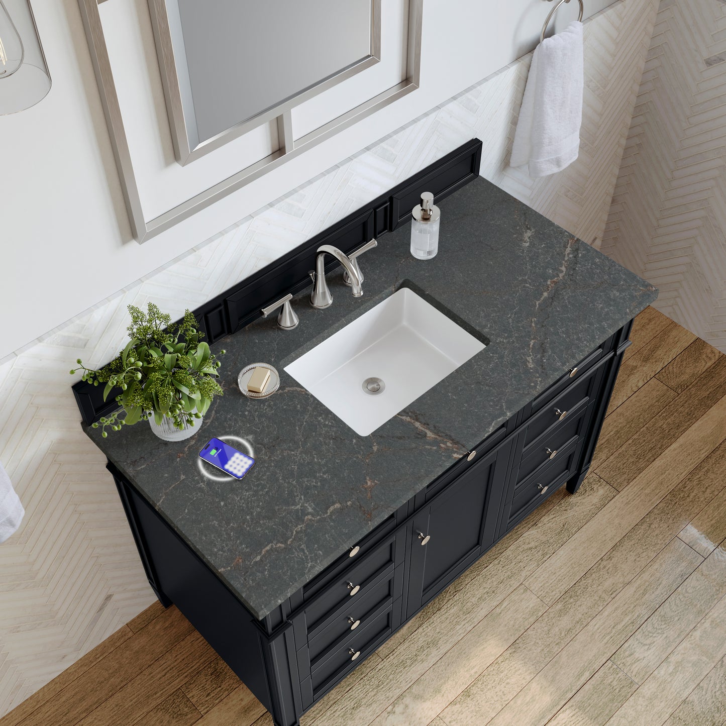 James Martin Brittany 48" Single Vanity with 3 CM Countertop & FreePower Wireless Charger