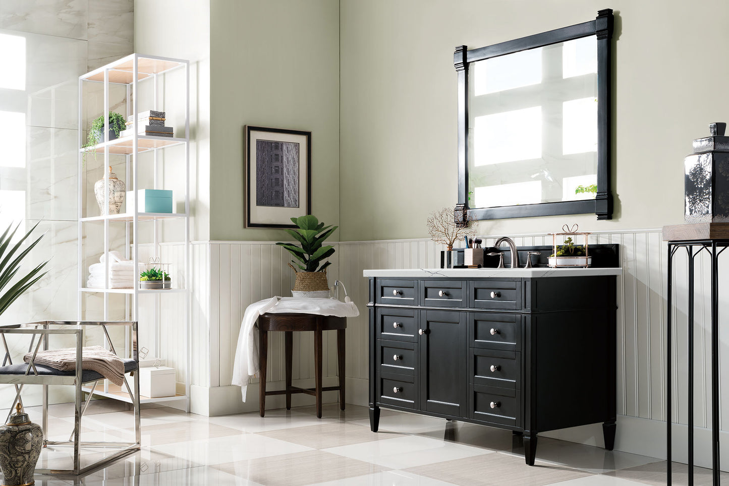 James Martin Brittany 48" Single Vanity with 3 CM Countertop & FreePower Wireless Charger