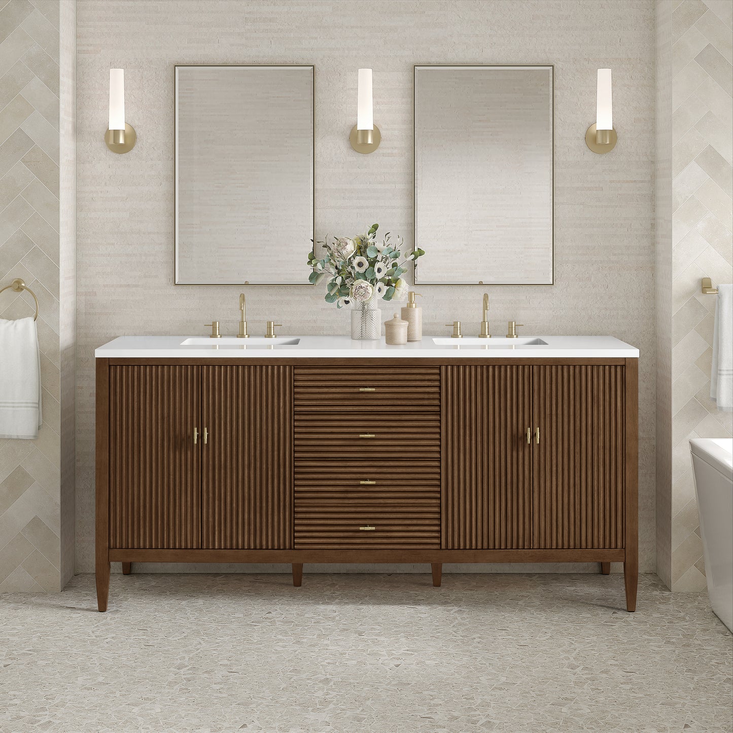 James Martin Myrrin 72" Double Vanity with 3 CM Countertop