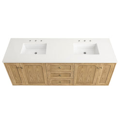 James Martin Laurent 72" Double Vanity, Light Natural Oak