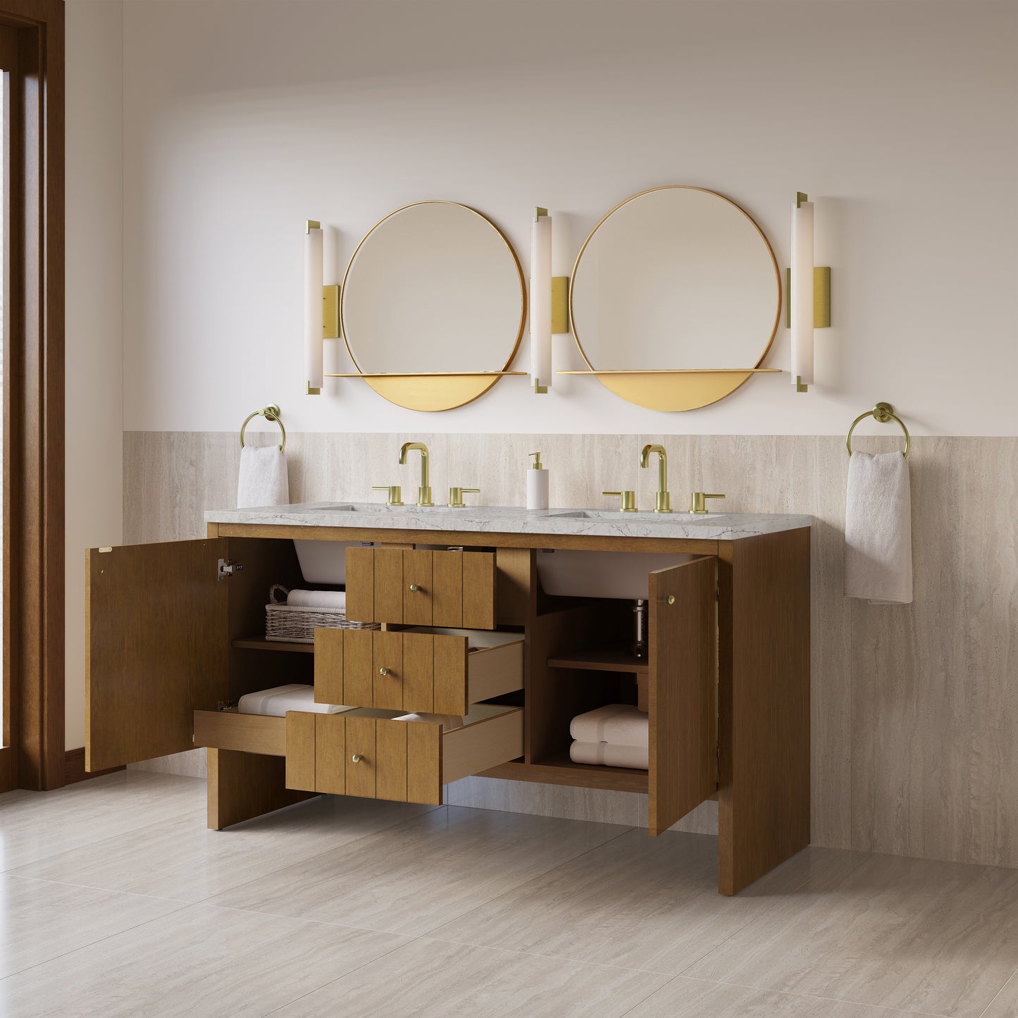 James Martin Hudson 60" Double Vanity with 3 CM Countertop