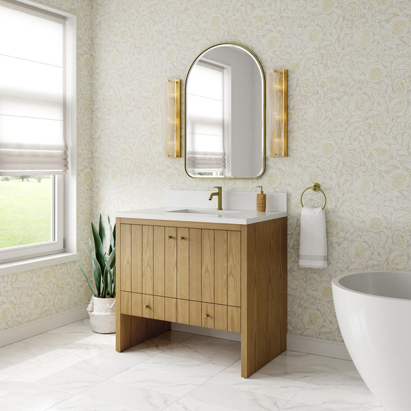 James Martin Hudson 36" Single Vanity with Single Hole 3 CM White Zeus Silestone Top and Matching Backsplash