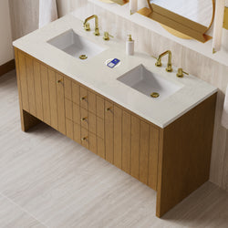James Martin Hudson 60" Double Vanity with 3 CM Countertop & FreePower Wireless Charger