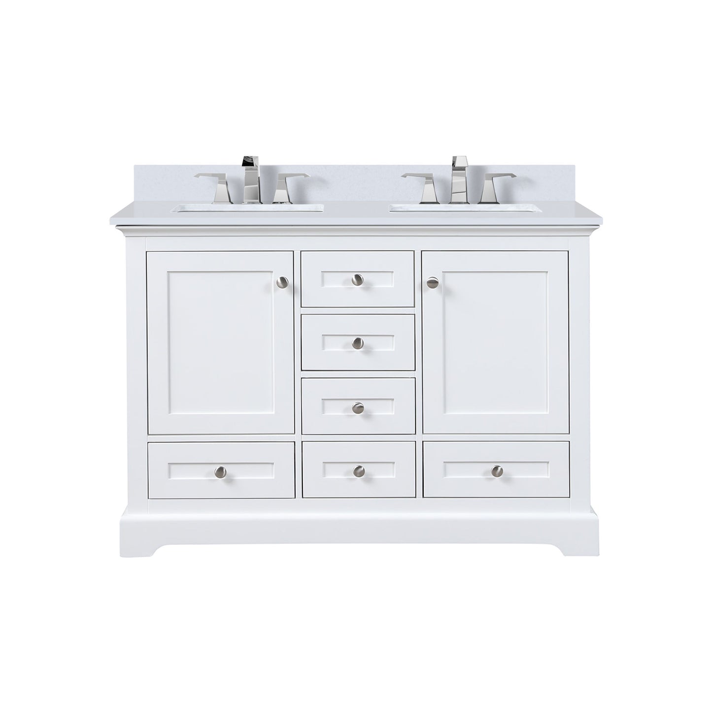 Lexora Collection Dukes 48 inch Double Bath Vanity, Cultured Marble Top, and Faucet Set - Luxe Bathroom Vanities