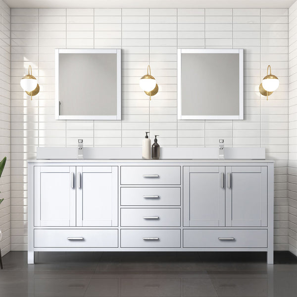 Lexora Collection Jacques 80 inch Double Bath Vanity, Top, and 30 inch Mirrors - Luxe Bathroom Vanities