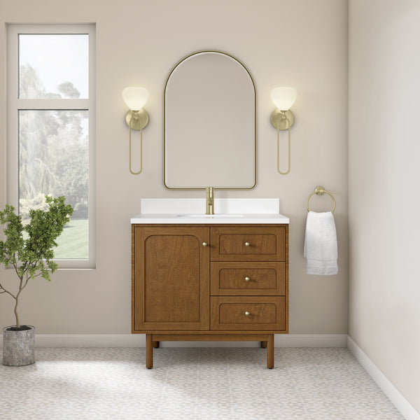 James Martin Laurent 36" Single Vanity with Single Hole 3 CM Countertop and Matching Backsplash
