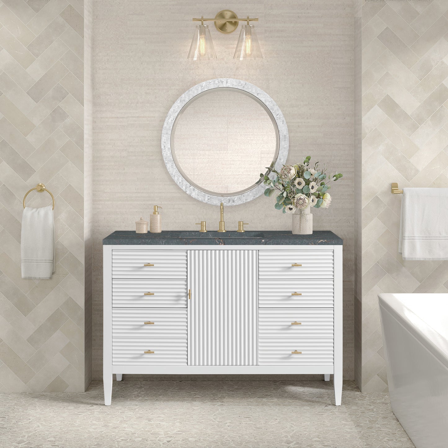 James Martin 48" Myrrin Vanity, W/ 3CM Top