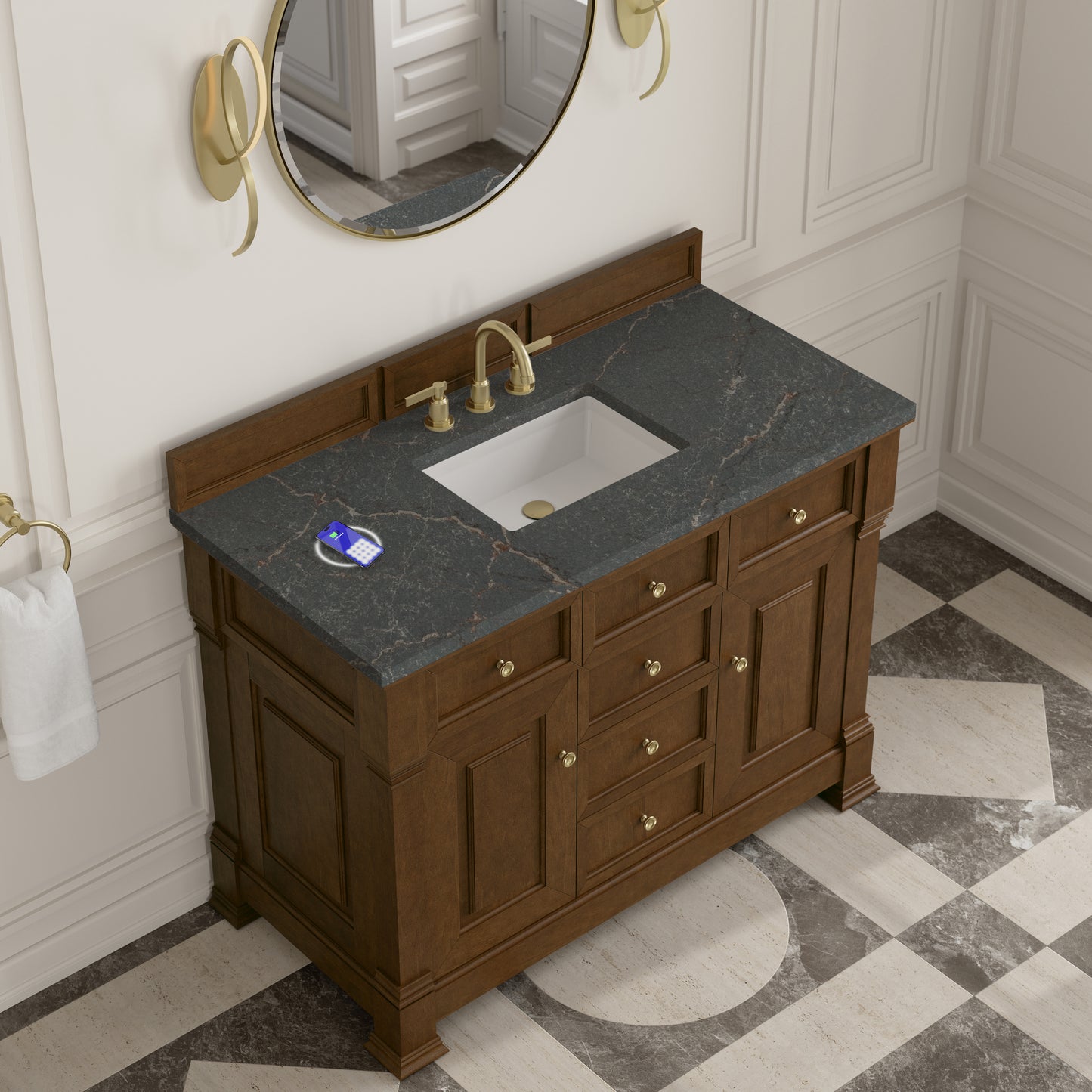 James Martin Brookfield 48" Single Vanity with 3 CM Countertop & FreePower Wireless Charger