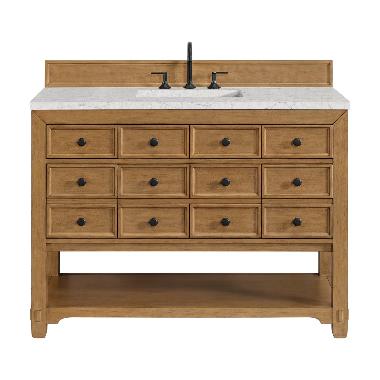 James Martin Malibu 48" Single Vanity, Amber Birch with 3 CM Countertop & FreePower Wireless Charger