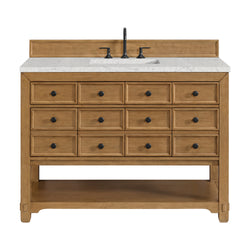 James Martin Malibu 48" Single Vanity, Amber Birch with 3 CM Countertop & FreePower Wireless Charger