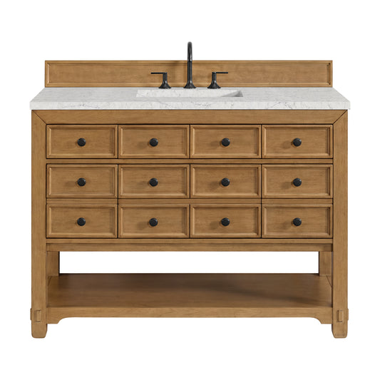 James Martin Malibu 48" Single Vanity, Amber Birch with 3 CM Countertop & FreePower Wireless Charger
