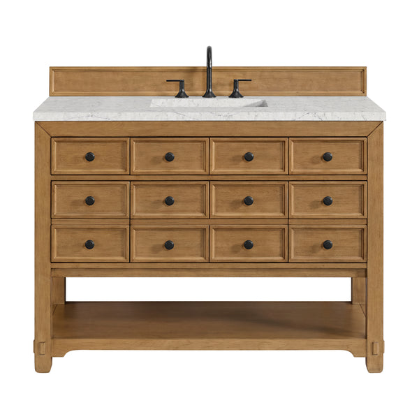 James Martin Malibu 48" Single Vanity, Amber Birch with 3 CM Countertop & FreePower Wireless Charger