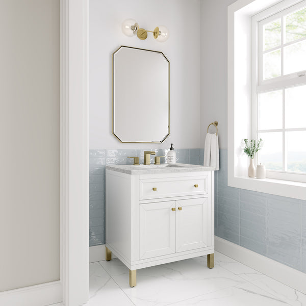 James Martin Chicago 30" Single Vanity in Glossy White - Luxe Bathroom Vanities