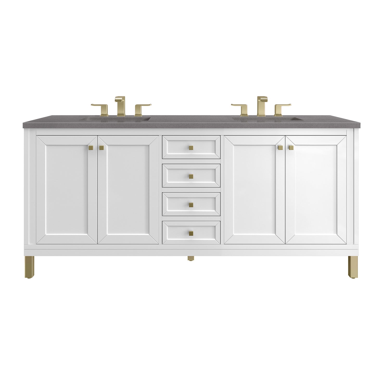 James Martin Chicago 72" Double Vanity, Glossy White - Luxe Bathroom Vanities