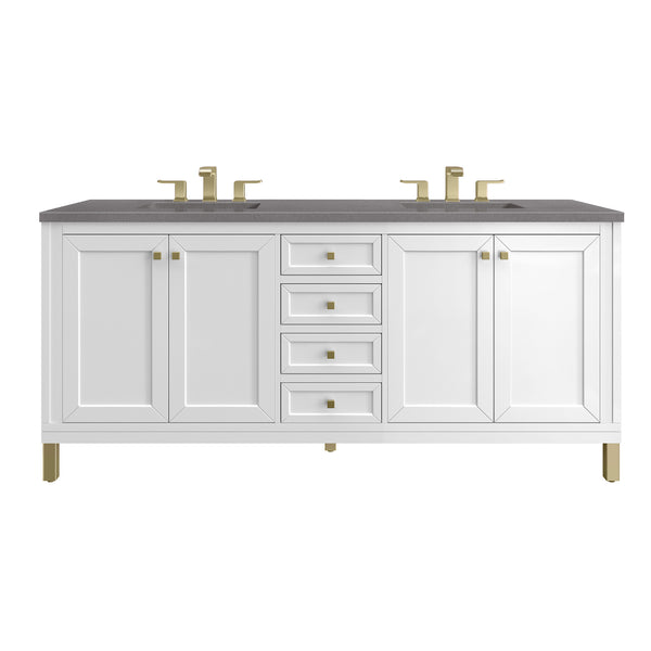 James Martin Chicago 72" Double Vanity, Glossy White - Luxe Bathroom Vanities