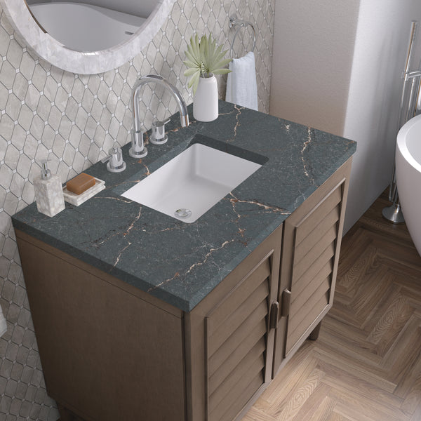 James Martin Portland 36" Single Vanity Whitewashed Walnut with 3 CM Countertop