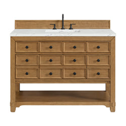 James Martin Malibu 48" Single Vanity, Amber Birch with 3 CM Countertop & FreePower Wireless Charger