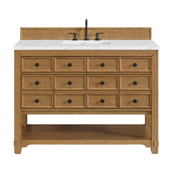 James Martin Malibu 48" Single Vanity, Amber Birch with 3 CM Countertop & FreePower Wireless Charger