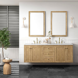 James Martin Laurent 72" Double Vanity, Light Natural Oak