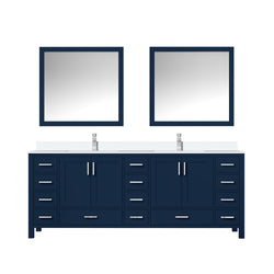 Lexora Collection Jacques 84 inch Double Bath Vanity, Top, Faucet Set, and 34 inch Mirrors - Luxe Bathroom Vanities