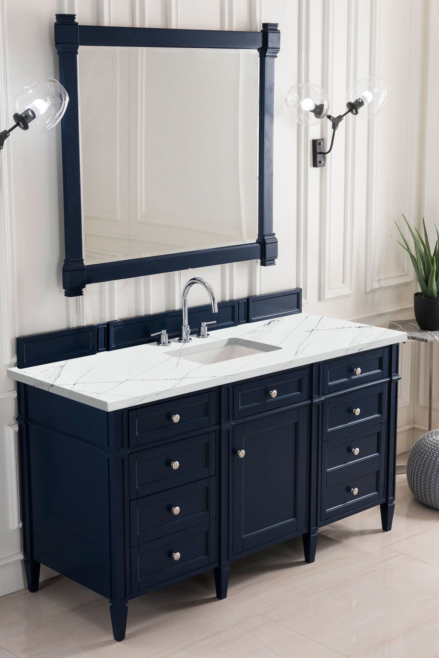 James Martin Brittany 60" Single Vanity with 3 CM Countertop & FreePower Wireless Charger
