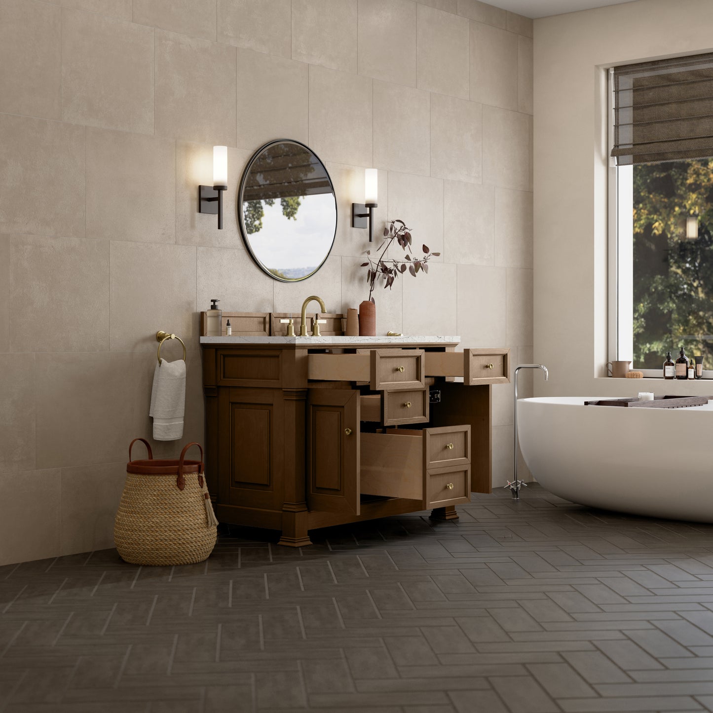 James Martin Brookfield 48" Single Vanity with 3 CM Countertop & FreePower Wireless Charger