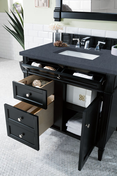 James Martin Brittany 36" Single Vanity, Black Onyx with 3CM Top - Luxe Bathroom Vanities