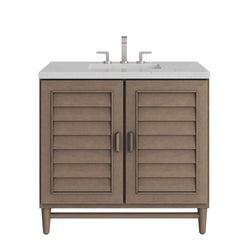 James Martin Portland 36" Single Vanity Whitewashed Walnut with 3 CM Countertop
