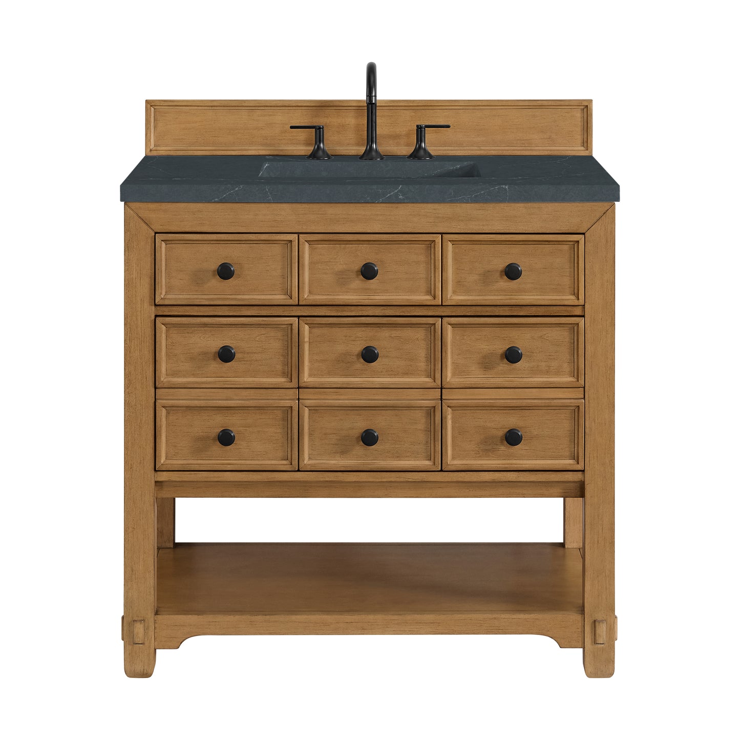 James Martin Malibu 36" Single Vanity, Amber Birch w/ 3 CM Counter Top - Luxe Bathroom Vanities